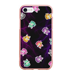 Чехол iPhone 7/8 матовый Котики и молнии, цвет: 3D-светло-розовый