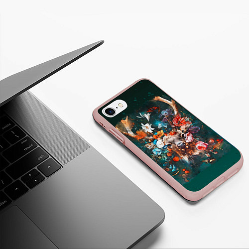 Чехол iPhone 7/8 матовый Сказочный олень Акварель / 3D-Светло-розовый – фото 3