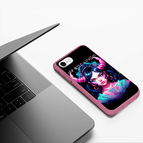 Чехол iPhone 7/8 матовый Fantasy girl - my escapism / 3D-Малиновый – фото 3