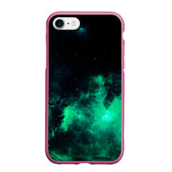 Чехол iPhone 7/8 матовый Зелёная галактика Midjourney, цвет: 3D-малиновый