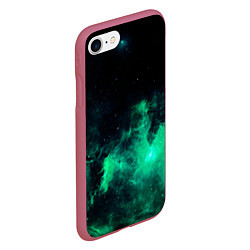 Чехол iPhone 7/8 матовый Зелёная галактика Midjourney, цвет: 3D-малиновый — фото 2