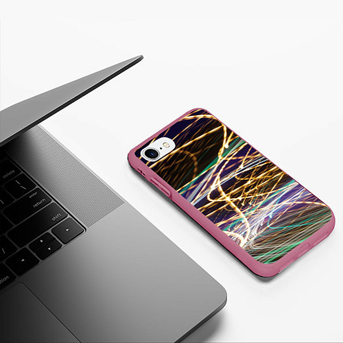 Чехол iPhone 7/8 матовый Световые эффекты / 3D-Малиновый – фото 3