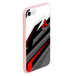 Чехол iPhone 7/8 матовый Mitsubishi motors - красная линия, цвет: 3D-светло-розовый — фото 2