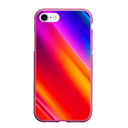 Чехол iPhone 7/8 матовый Неоновая радуга, цвет: 3D-малиновый