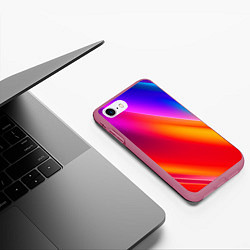 Чехол iPhone 7/8 матовый Неоновая радуга, цвет: 3D-малиновый — фото 2