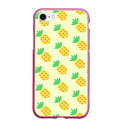 Чехол iPhone 7/8 матовый Летние ананасы, цвет: 3D-малиновый
