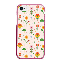 Чехол iPhone 7/8 матовый Pretty flowers, цвет: 3D-малиновый