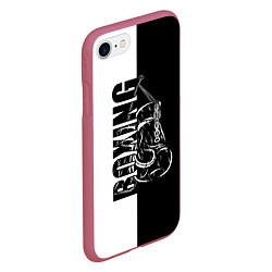 Чехол iPhone 7/8 матовый Boxing чёрно-белое, цвет: 3D-малиновый — фото 2