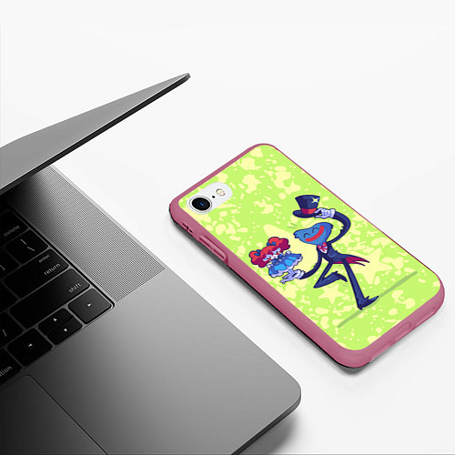 Чехол iPhone 7/8 матовый Huggy Wuggy and Poppy Playtime / 3D-Малиновый – фото 3