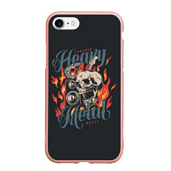 Чехол iPhone 7/8 матовый Heavy metal music, цвет: 3D-светло-розовый