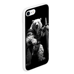 Чехол iPhone 7/8 матовый Белый медведь воин, цвет: 3D-белый — фото 2