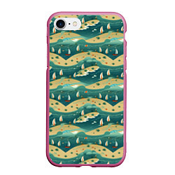 Чехол iPhone 7/8 матовый Парусники в море, цвет: 3D-малиновый