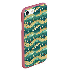 Чехол iPhone 7/8 матовый Парусники в море, цвет: 3D-малиновый — фото 2