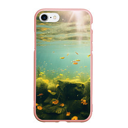 Чехол iPhone 7/8 матовый Рыбки в море, цвет: 3D-светло-розовый