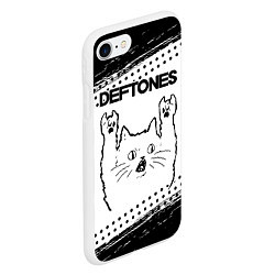 Чехол iPhone 7/8 матовый Deftones рок кот на светлом фоне, цвет: 3D-белый — фото 2