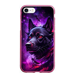 Чехол iPhone 7/8 матовый Собака космос, цвет: 3D-малиновый