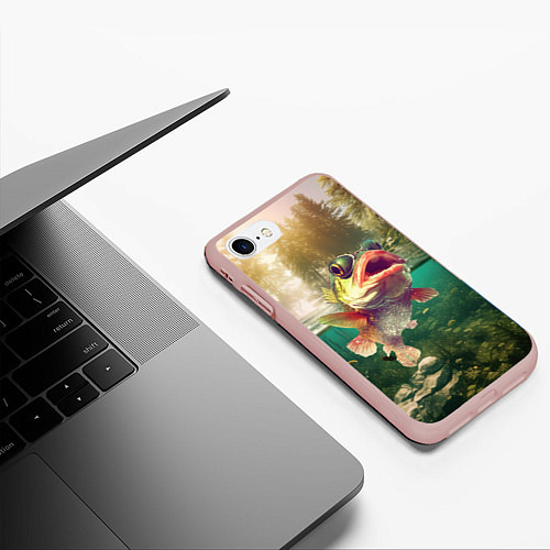 Чехол iPhone 7/8 матовый Карп в озере / 3D-Светло-розовый – фото 3