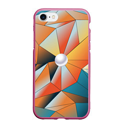 Чехол iPhone 7/8 матовый Жемчужина - градиент из полигональных треугольнико, цвет: 3D-малиновый