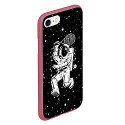Чехол iPhone 7/8 матовый Space tennis - astronaut, цвет: 3D-малиновый — фото 2