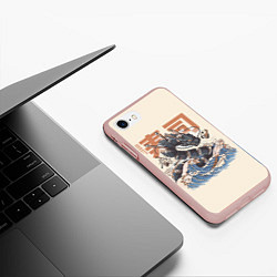 Чехол iPhone 7/8 матовый Суши дракон с иероглифами в японском стиле, цвет: 3D-светло-розовый — фото 2