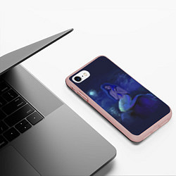 Чехол iPhone 7/8 матовый Русалка и полнолуние, цвет: 3D-светло-розовый — фото 2