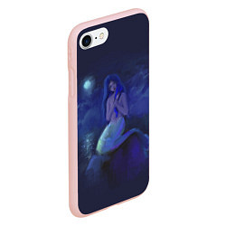Чехол iPhone 7/8 матовый Русалка и полнолуние, цвет: 3D-светло-розовый — фото 2