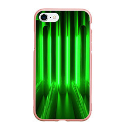Чехол iPhone 7/8 матовый Зеленые неоновый световой фон, цвет: 3D-светло-розовый