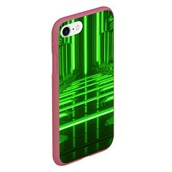 Чехол iPhone 7/8 матовый Зеленые световые объекты, цвет: 3D-малиновый — фото 2