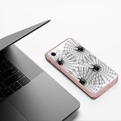 Чехол iPhone 7/8 матовый Паутина и рой пауков, цвет: 3D-светло-розовый — фото 2