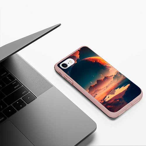 Чехол iPhone 7/8 матовый Неизвестная планета / 3D-Светло-розовый – фото 3