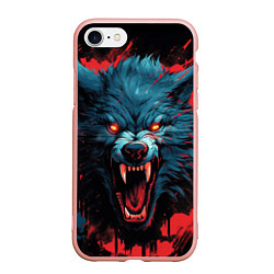 Чехол iPhone 7/8 матовый Wolf black red, цвет: 3D-светло-розовый