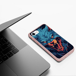 Чехол iPhone 7/8 матовый Art blue wolf, цвет: 3D-светло-розовый — фото 2