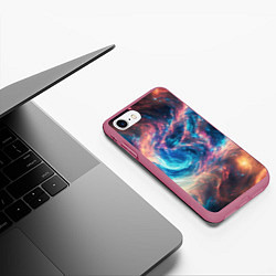 Чехол iPhone 7/8 матовый Космические узоры необычные, цвет: 3D-малиновый — фото 2
