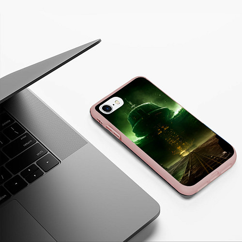 Чехол iPhone 7/8 матовый Космическая база на горе / 3D-Светло-розовый – фото 3