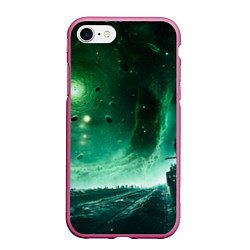 Чехол iPhone 7/8 матовый Космическая буря, цвет: 3D-малиновый