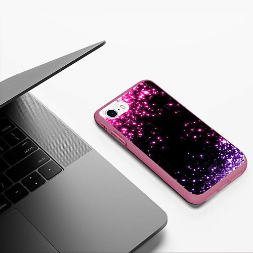 Чехол iPhone 7/8 матовый Неоновые звезды - neon / 3D-Малиновый – фото 3