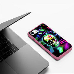 Чехол iPhone 7/8 матовый Цветной череп, цвет: 3D-малиновый — фото 2