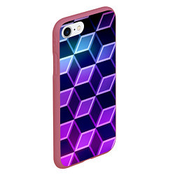 Чехол iPhone 7/8 матовый Неоновые кубы иллюзия, цвет: 3D-малиновый — фото 2