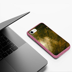 Чехол iPhone 7/8 матовый Золотистый туман и краски, цвет: 3D-малиновый — фото 2