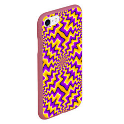 Чехол iPhone 7/8 матовый Желто-фиолетовая иллюзия вращения, цвет: 3D-малиновый — фото 2