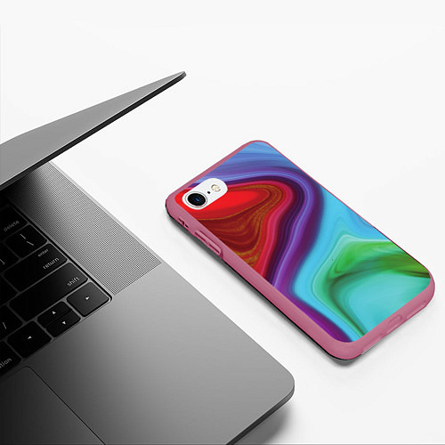 Чехол iPhone 7/8 матовый Magic waves / 3D-Малиновый – фото 3