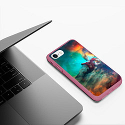 Чехол iPhone 7/8 матовый Аморфный цветастый космос, цвет: 3D-малиновый — фото 2