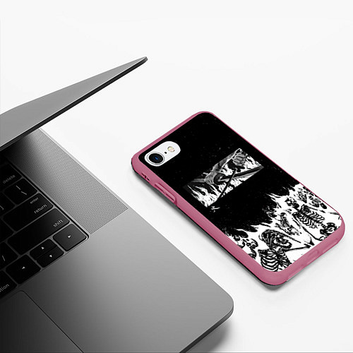 Чехол iPhone 7/8 матовый Блич - Скелеты в огне / 3D-Малиновый – фото 3