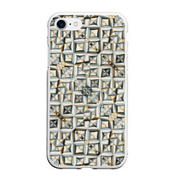 Чехол iPhone 7/8 матовый Квадраты и ромбы, цвет: 3D-белый