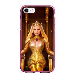 Чехол iPhone 7/8 матовый Девушка королева на троне, цвет: 3D-малиновый