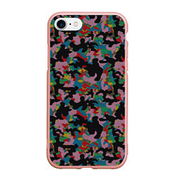 Чехол iPhone 7/8 матовый Модный разноцветный камуфляж, цвет: 3D-светло-розовый