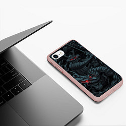 Чехол iPhone 7/8 матовый Samurai and dragon, цвет: 3D-светло-розовый — фото 2