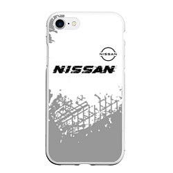 Чехол iPhone 7/8 матовый Nissan speed на светлом фоне со следами шин: симво, цвет: 3D-белый