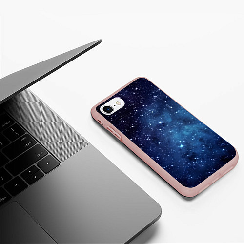 Чехол iPhone 7/8 матовый Звездное небо - нейросеть / 3D-Светло-розовый – фото 3