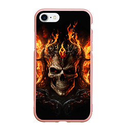 Чехол iPhone 7/8 матовый Лучший огненный череп, цвет: 3D-светло-розовый